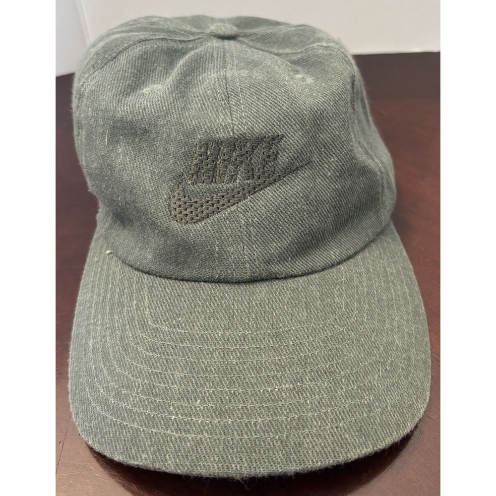 Vintage Nike Hat Swoosh Logo Spellout Adjustable Cap 90s White Tag